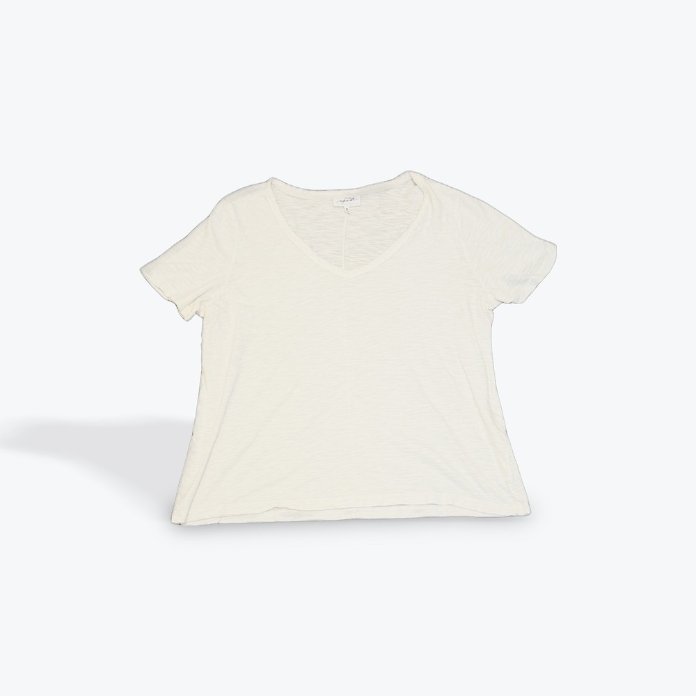 Soma WKND Womens White V-Neck Short Sleeve Slub Knit T-Shirt XL Cotton Modal